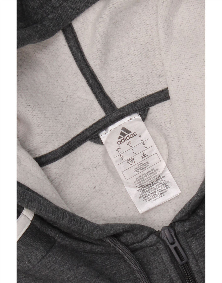 Adidas Mens Zip Hoodie Sweater Large Grey Cotton
