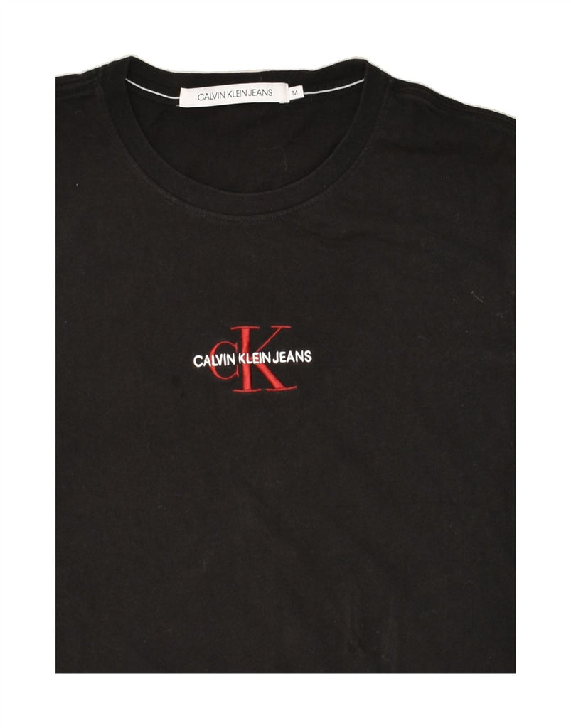 CALVIN KLEIN Womens Graphic T-Shirt Top UK 14 Medium Black Cotton | Vintage Calvin Klein | Thrift | Second-Hand Calvin Klein | Used Clothing | Messina Hembry 