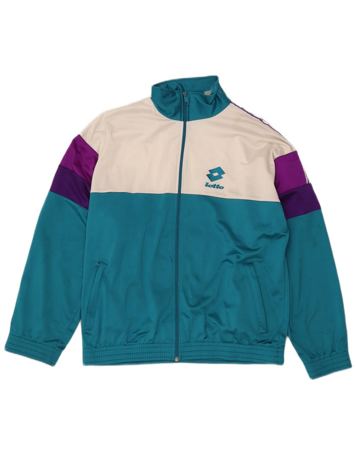 LOTTO Mens Graphic Tracksuit Top Jacket Large Blue Colourblock