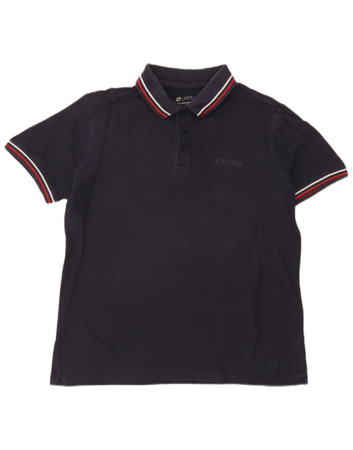 Lotto Mens Polo Shirt Medium Navy Blue Cotton
