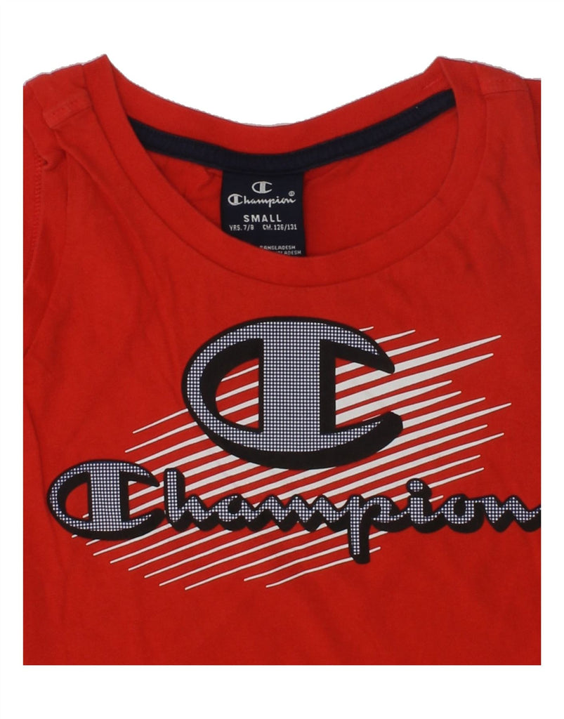 CHAMPION Boys Graphic Vest Top 7-8 Years Small  Red Cotton | Vintage Champion | Thrift | Second-Hand Champion | Used Clothing | Messina Hembry 