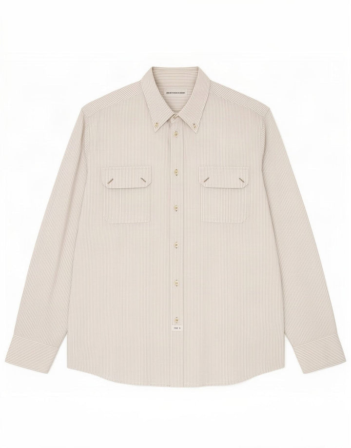 Trussardi Mens Shirt 3XL White Pinstripe