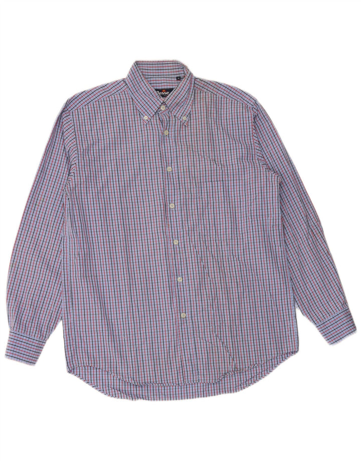 ELLESSE Mens Shirt Medium Blue Check Cotton