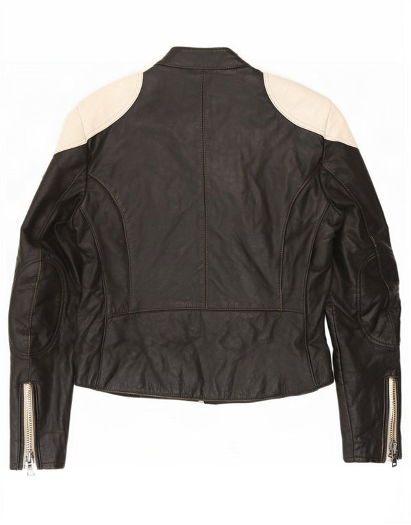 IXS Mens Leather Racer Jacket EU 50 Medium Black Colourblock