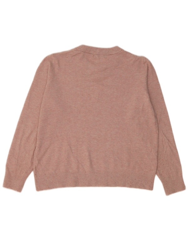 Marks & Spencer Womens Crew Neck Jumper Sweater UK 14 Medium Pink Polyester