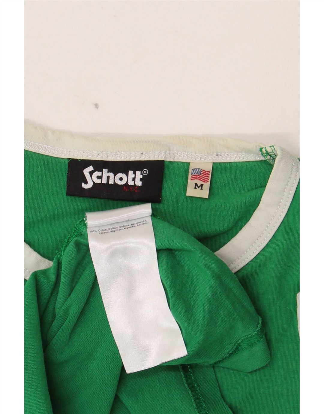 Schott Mens Graphic T-Shirt Top Medium Green Cotton