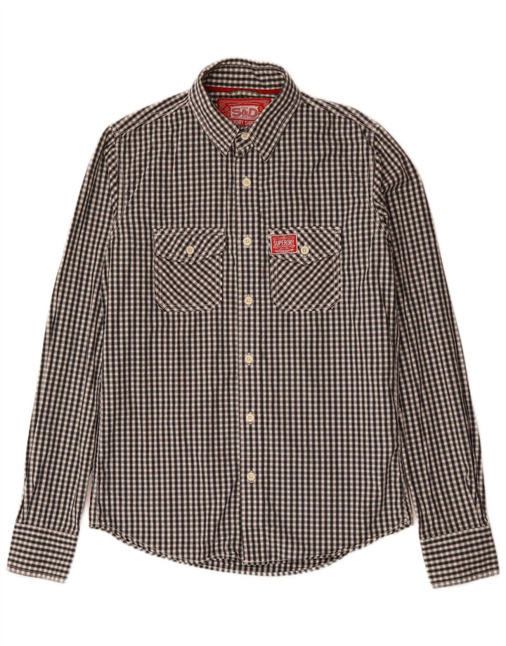 Superdry Mens Shirt Medium Black Gingham Cotton