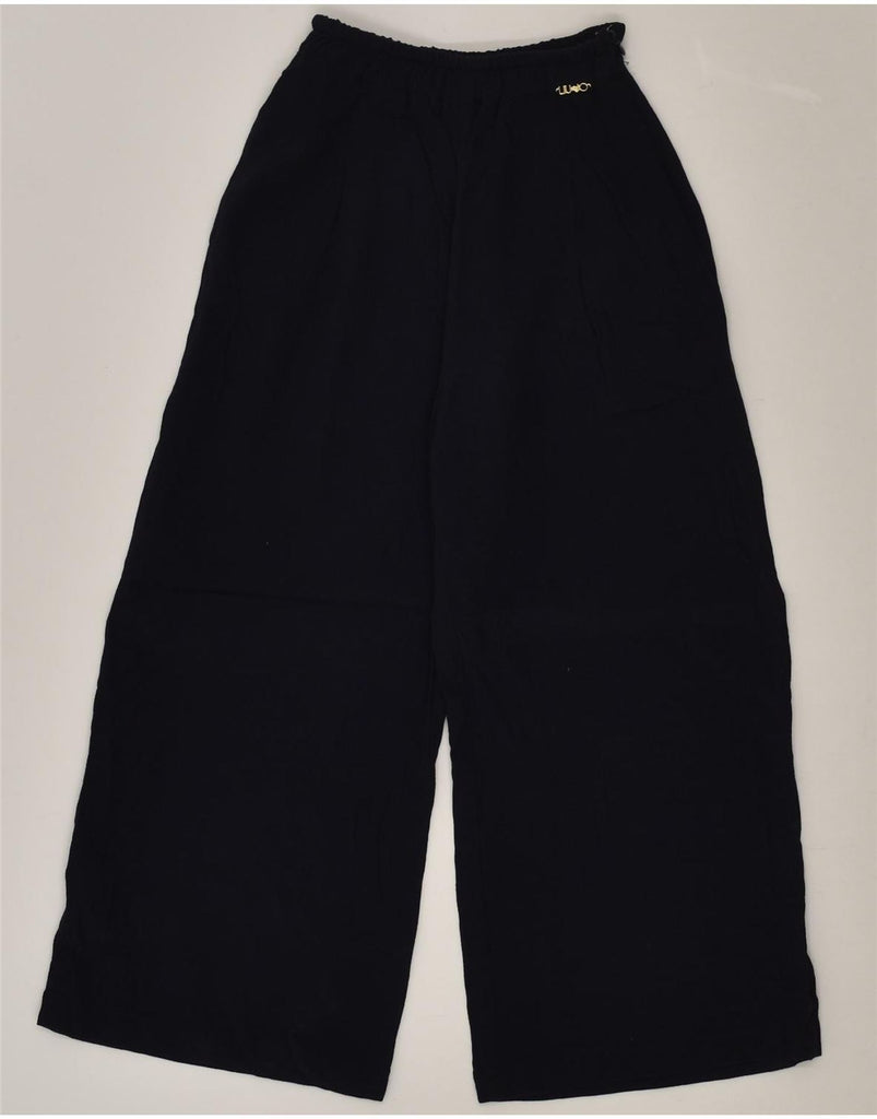 LIU JO Girls Flare Casual Trousers 9-10 Years W20 L19 Navy Blue Viscose | Vintage Liu Jo | Thrift | Second-Hand Liu Jo | Used Clothing | Messina Hembry 