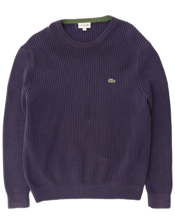 Lacoste Mens Classic Fit Boat Neck Jumper Sweater Size 5 Large Navy Blue