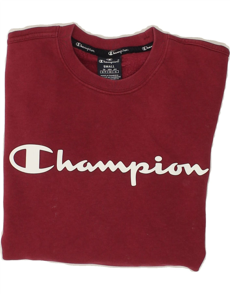 CHAMPION Mens Graphic Sweatshirt Jumper Small Red Cotton | Vintage Champion | Thrift | Second-Hand Champion | Used Clothing | Messina Hembry 