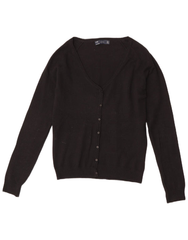 Zara Womens Cardigan Sweater UK 14 Large Black Cotton