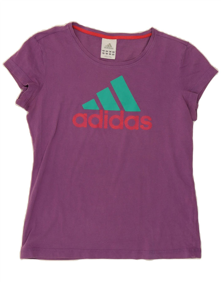 ADIDAS Womens Graphic T-Shirt Top UK 14 Medium Purple Vintage Adidas and Second-Hand Adidas from Messina Hembry 