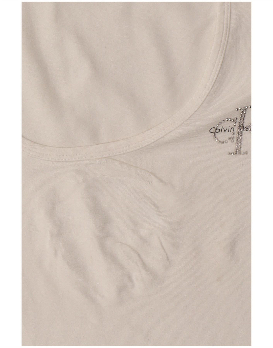 CALVIN KLEIN JEANS Womens Crop Graphic T-Shirt Top UK 14 Large White