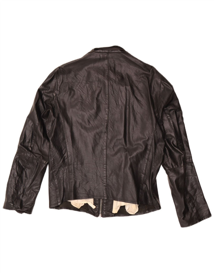Imperial Womens Biker Leather Jacket IT 48 XL Black