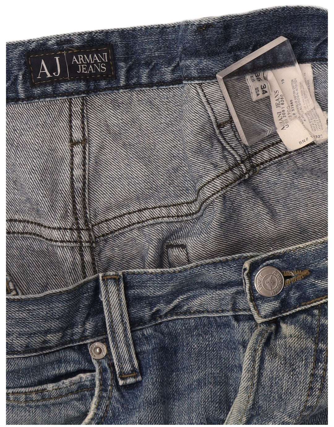 Armani Mens Straight Jeans W36 L34 Blue Cotton