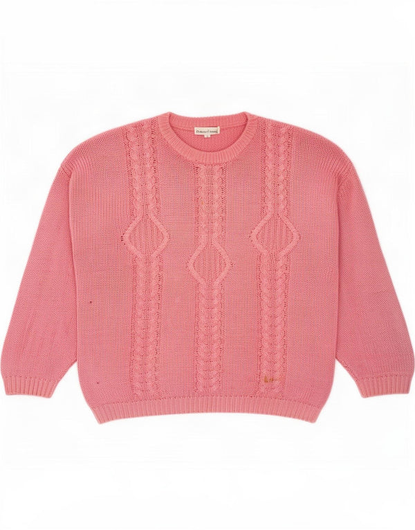 Vintage Mens Crew Neck Jumper Sweater Large Pink