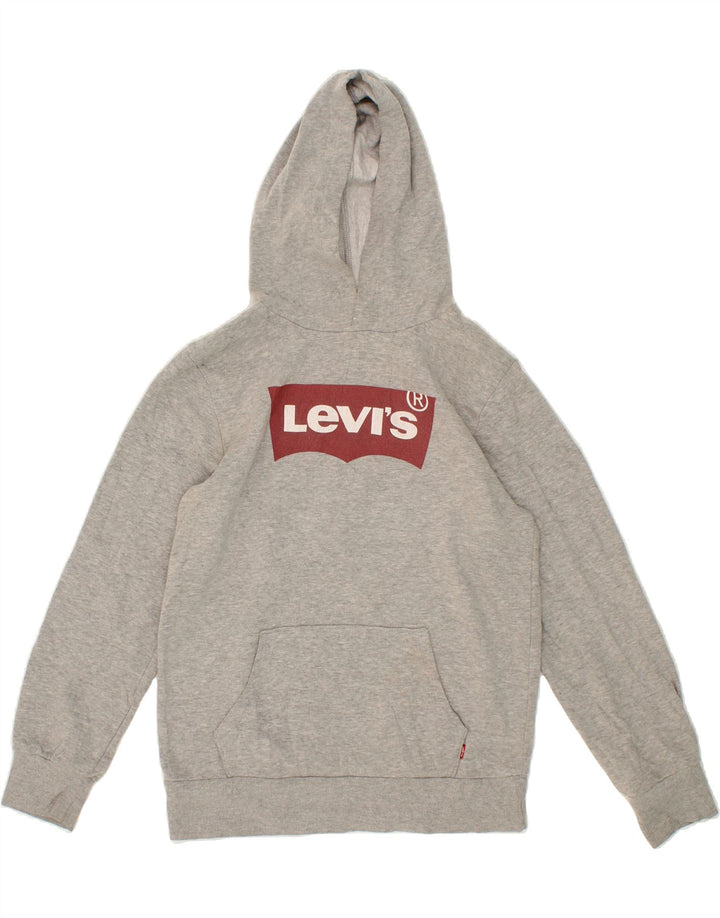 LEVI'S Boys Graphic Hoodie Jumper 12-13 Years Large Grey Cotton Vintage Levi's and Second-Hand Levi's from Messina Hembry 