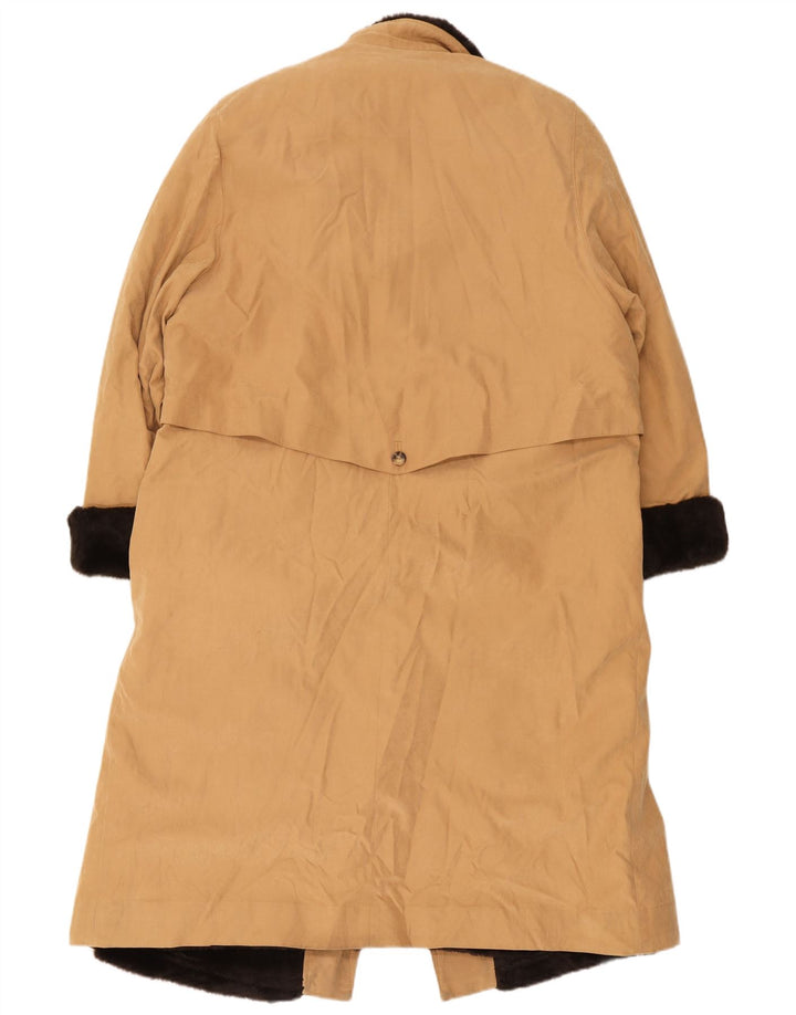Vintage Womens Sherpa Trench Coat UK 12 Medium Beige Polyester