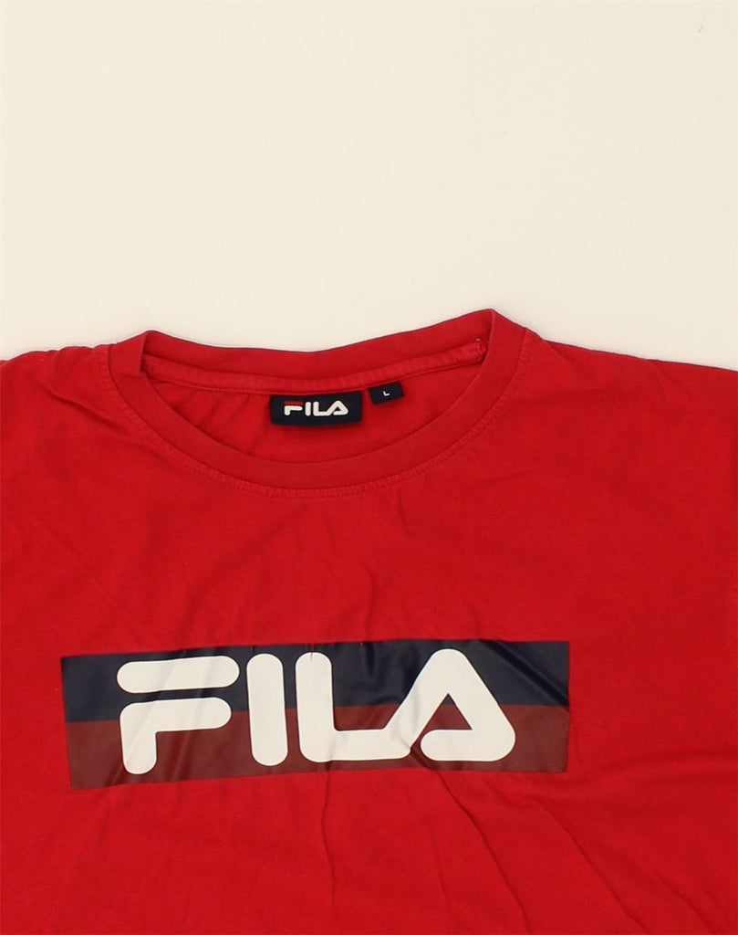 FILA Mens Graphic T-Shirt Top Large Red Cotton | Vintage Fila | Thrift | Second-Hand Fila | Used Clothing | Messina Hembry 