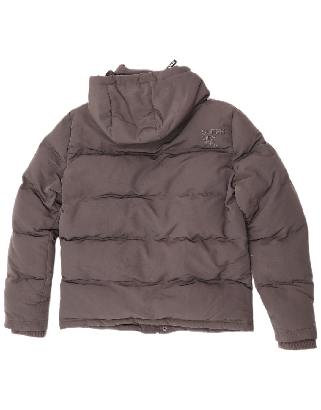 Superdry Mens Graphic Hooded Padded Jacket UK 36 Small Grey Polyester