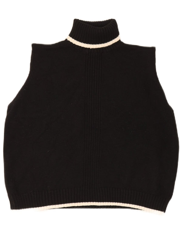 Essentials Womens Crop Roll Neck Vest Tank Top UK 22/24 2XL Black Cotton