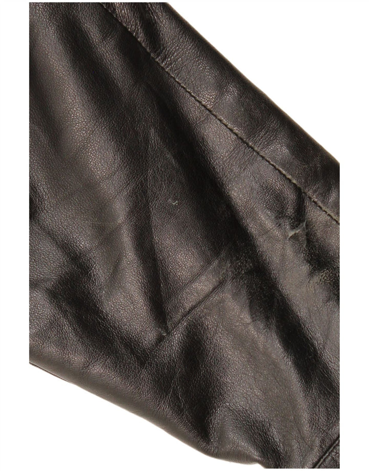 SCHILD Mens Military Leather Jacket UK 40 Large Black Leather