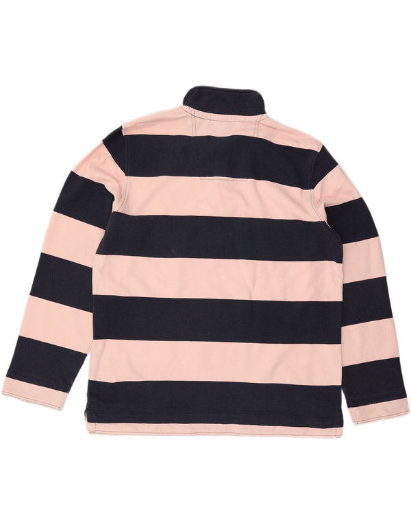 CREW CLOTHING Mens Zip Neck Sweatshirt Jumper 2XL Navy Blue Striped Cotton