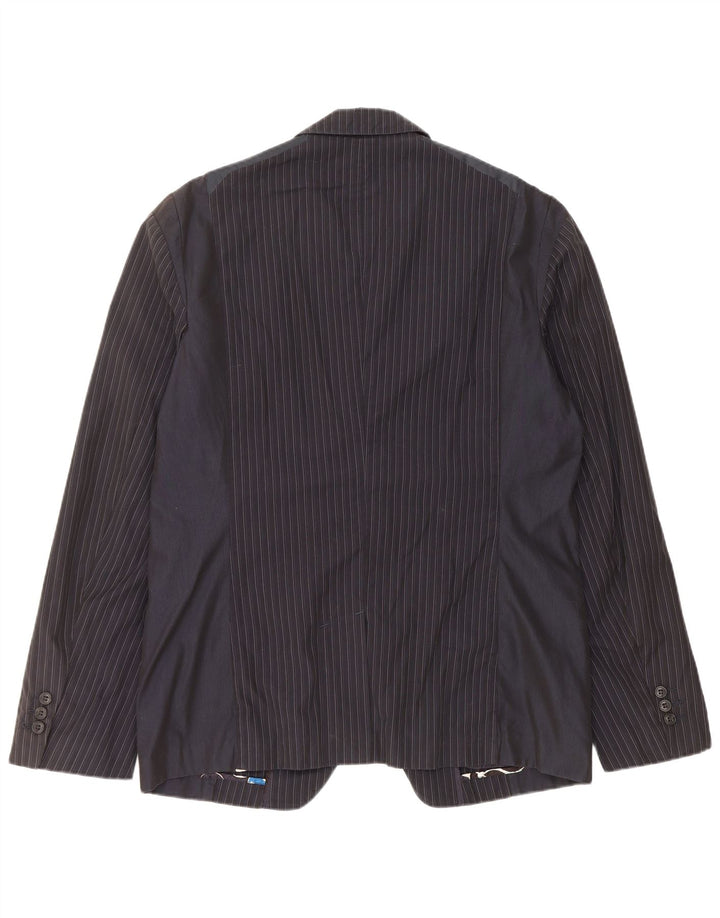 Iceberg Mens 2 Button Blazer Jacket IT 54 2XL Navy Blue Pinstripe Cotton