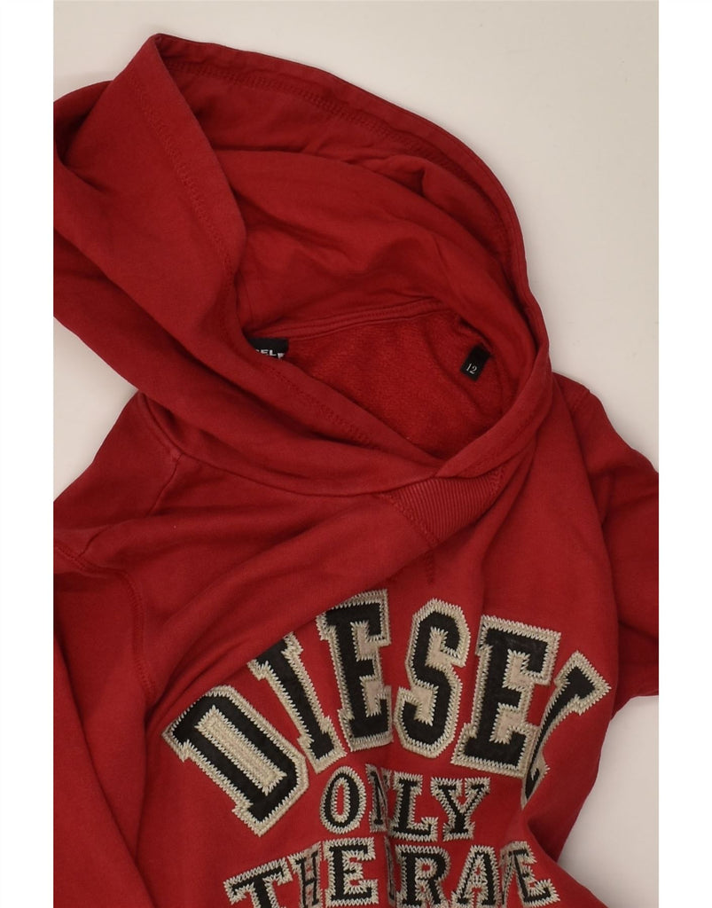 DIESEL Boys Graphic Hoodie Jumper 11-12 Years Red Cotton | Vintage Diesel | Thrift | Second-Hand Diesel | Used Clothing | Messina Hembry 