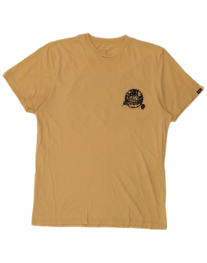 Vans Mens Custom Fit Graphic T-Shirt Top Large Yellow Cotton