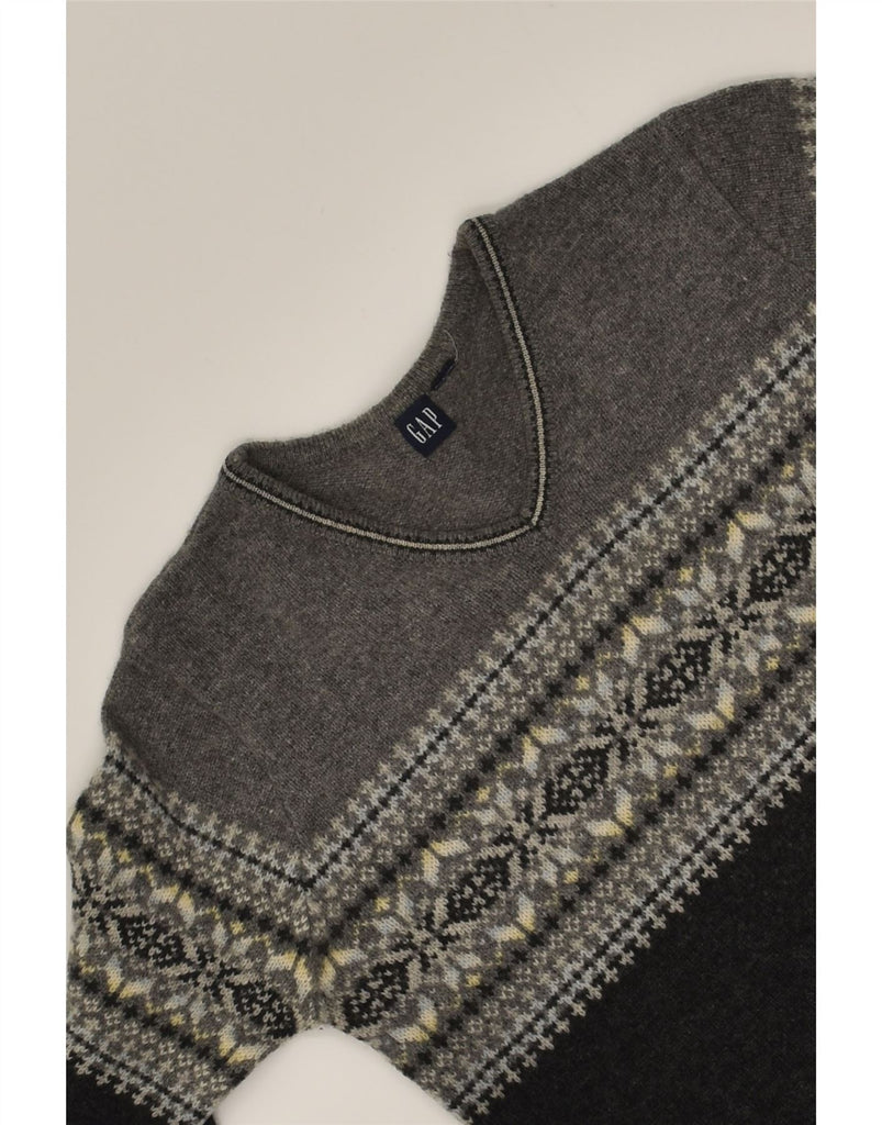 GAP Boys V-Neck Jumper Sweater 9-10 Years Grey Fair Isle | Vintage Gap | Thrift | Second-Hand Gap | Used Clothing | Messina Hembry 