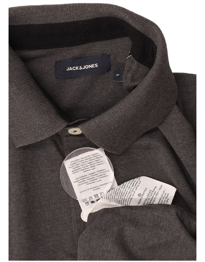 Jack & Jones Mens Polo Shirt Large Grey Cotton