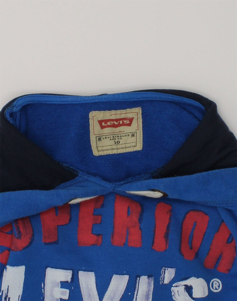 LEVI'S Boys Graphic Hoodie Jumper 9-10 Years Blue Polyester | Vintage Levi's | Thrift | Second-Hand Levi's | Used Clothing | Messina Hembry 