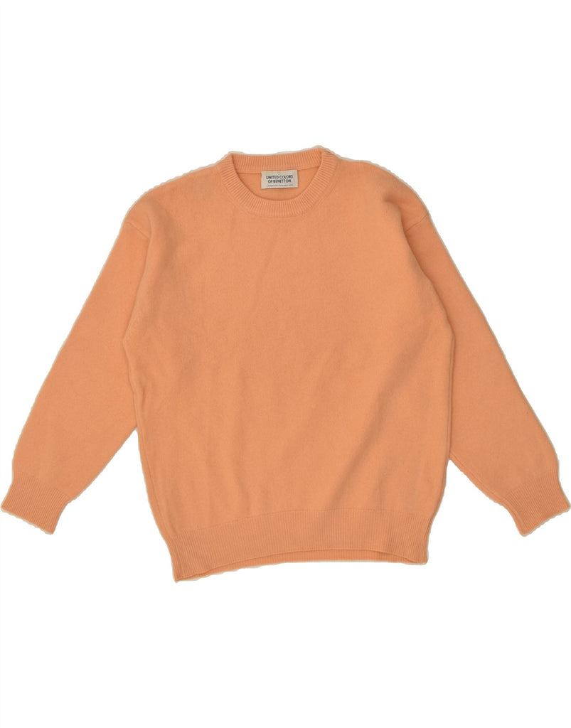 BENETTON Womens Crew Neck Jumper Sweater UK 14 Medium Orange Lambswool | Vintage Benetton | Thrift | Second-Hand Benetton | Used Clothing | Messina Hembry 