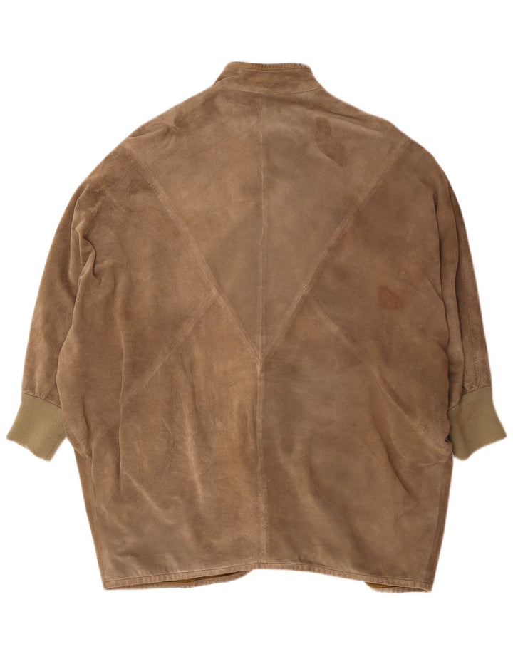 Vintage Womens Oversized Suede Overcoat UK 14 Medium Beige