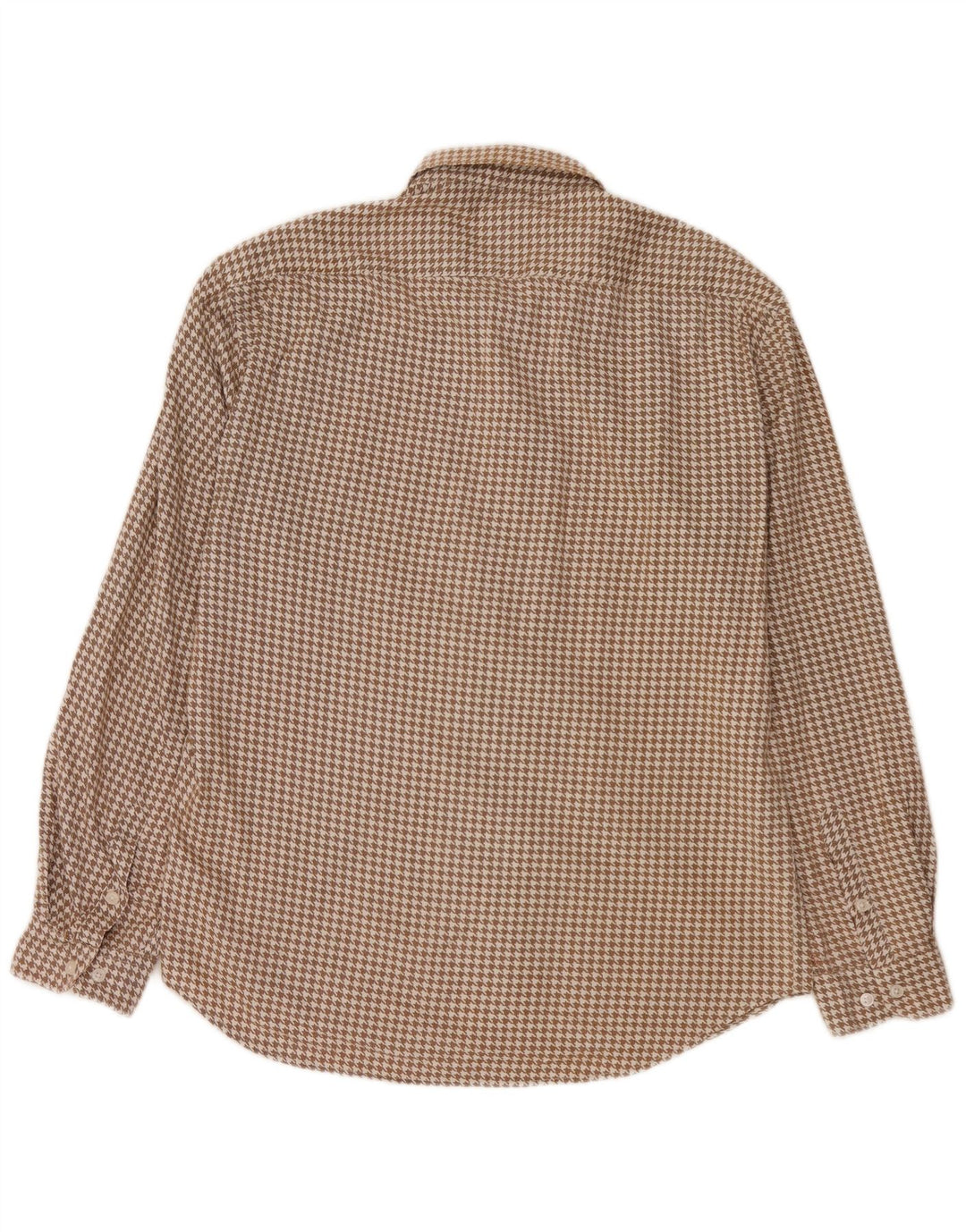 All Saints Mens Flannel Shirt 2XL Beige Houndstooth