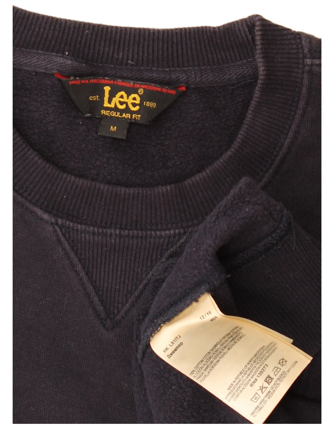LEE Mens Regular Fit Sweatshirt Jumper Medium Navy Blue
