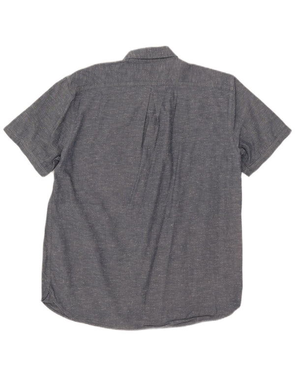 Barbour Mens Short Sleeve Shirt Large Grey Flecked Cotton