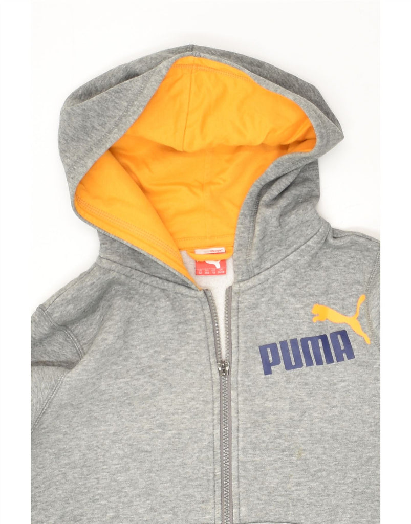 PUMA Boys Graphic Zip Hoodie Sweater 9-10 Years Grey | Vintage Puma | Thrift | Second-Hand Puma | Used Clothing | Messina Hembry 