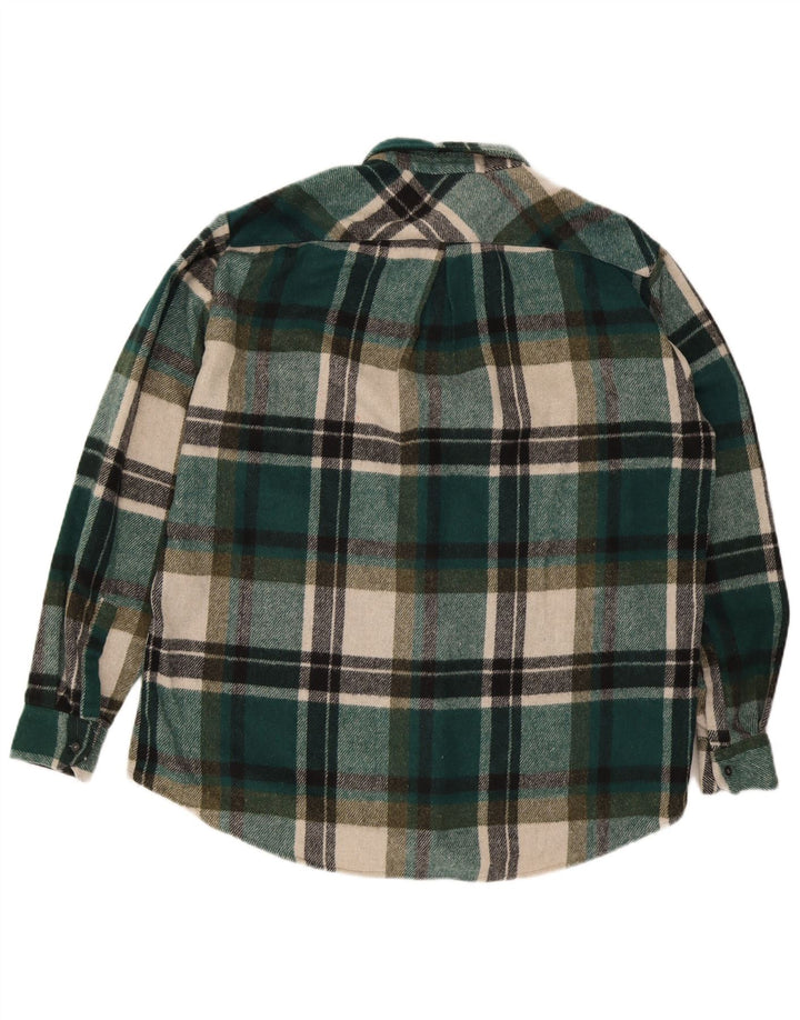 Vintage Mens Overshirt Shirt XL Green Check Wool