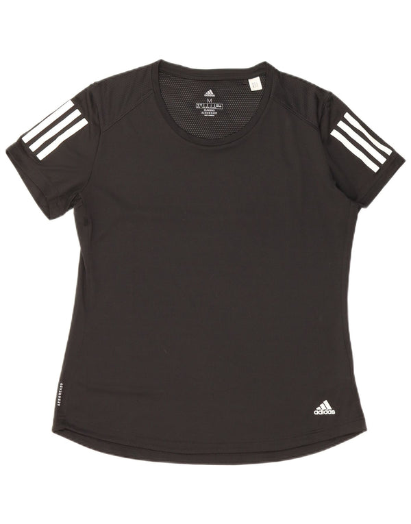ADIDAS Womens Aeroready T-Shirt Top UK 12/14 Medium Black Polyester