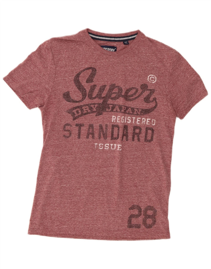 Superdry Mens Graphic T-Shirt Top Small Burgundy Flecked Polyester