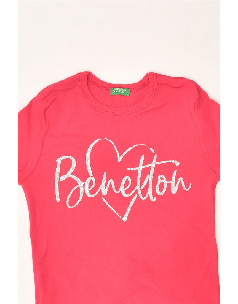 BENETTON Girls Graphic Top Long Sleeve 5-6 Years Pink | Vintage Benetton | Thrift | Second-Hand Benetton | Used Clothing | Messina Hembry 