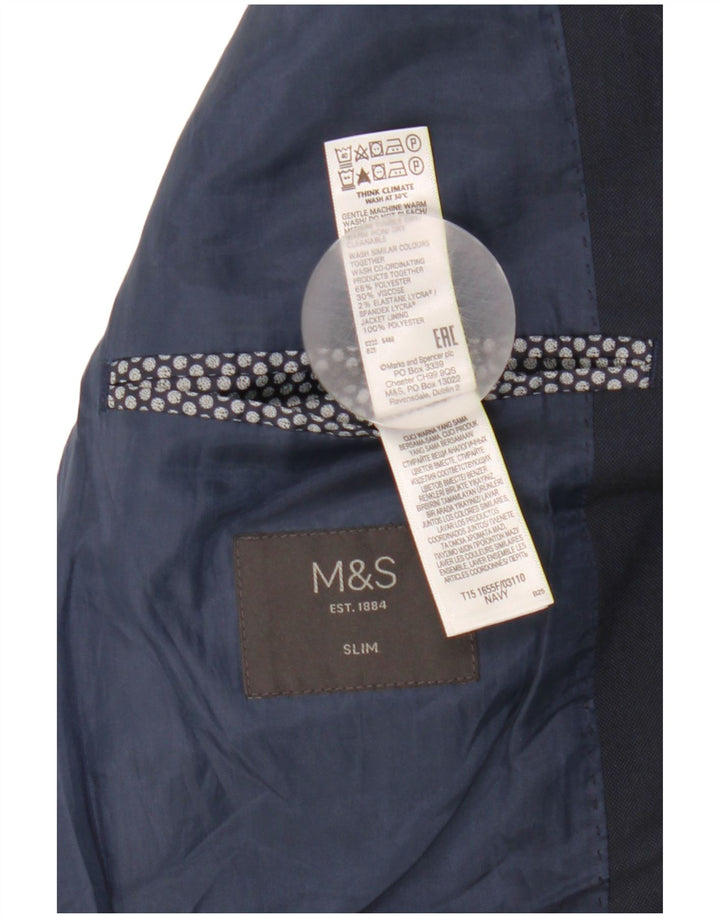 Marks & Spencer Mens 2 Button Slim Blazer Jacket UK 38 Medium Navy Blue