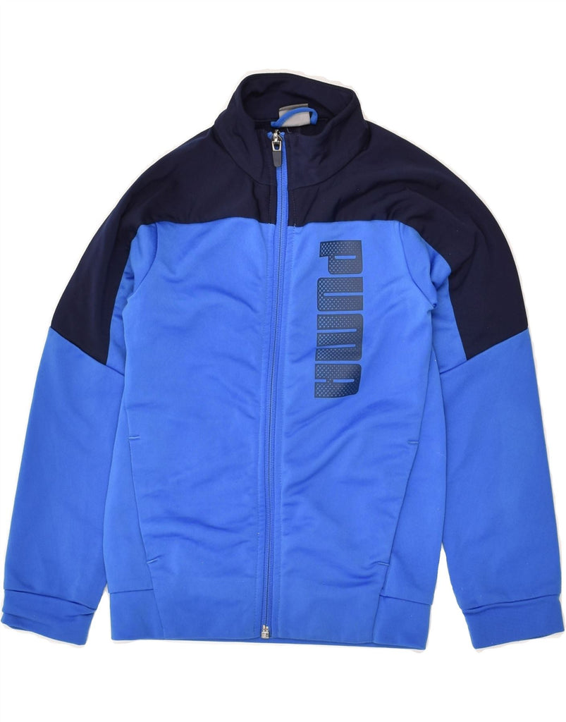 PUMA Boys Graphic Tracksuit Top Jacket 5-6 Years Blue Colourblock | Vintage Puma | Thrift | Second-Hand Puma | Used Clothing | Messina Hembry 