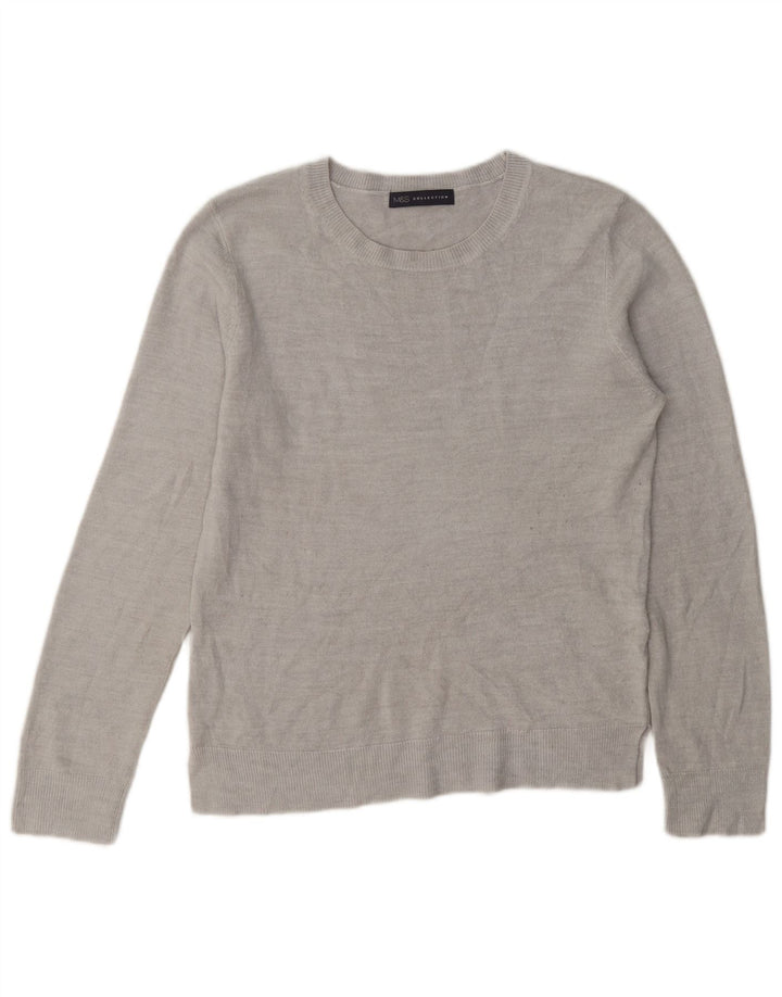 Marks & Spencer Womens Crew Neck Jumper Sweater UK 12 Medium Grey