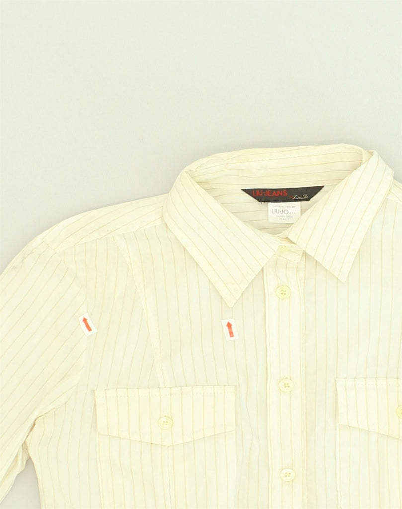 LIU JO Womens Shirt IT 42 Medium Off White Pinstripe Cotton | Vintage Liu Jo | Thrift | Second-Hand Liu Jo | Used Clothing | Messina Hembry 