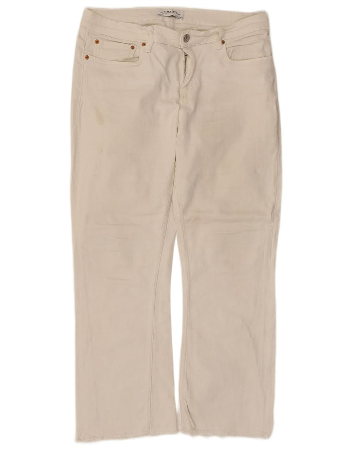 ZARA Womens Cropped Jeans EU 40 Medium W30 L25 White Cotton