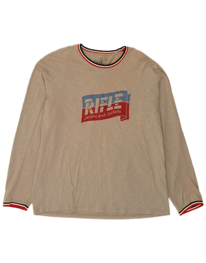 Rifle Mens Graphic Top Long Sleeve Large Grey Striped