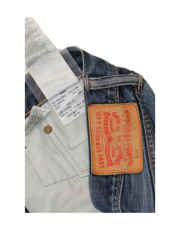 LEVI'S Mens 504 Distressed Straight Jeans  W34 L25 Blue Cotton Vintage Levi's and Second-Hand Levi's from Messina Hembry 
